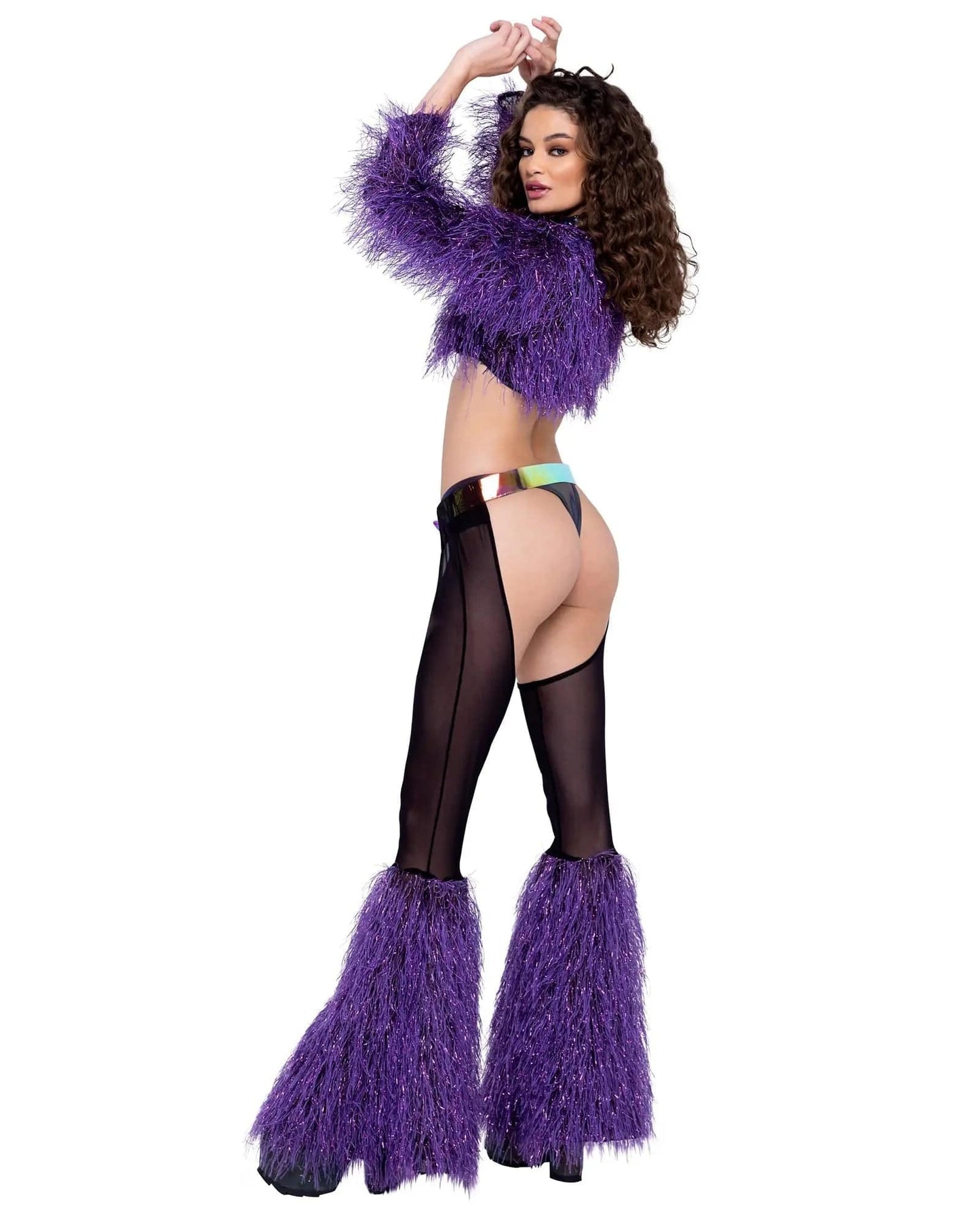 6248 - Sheer Chaps with Faux Fur Bell & Belt Eye Candy Sensation