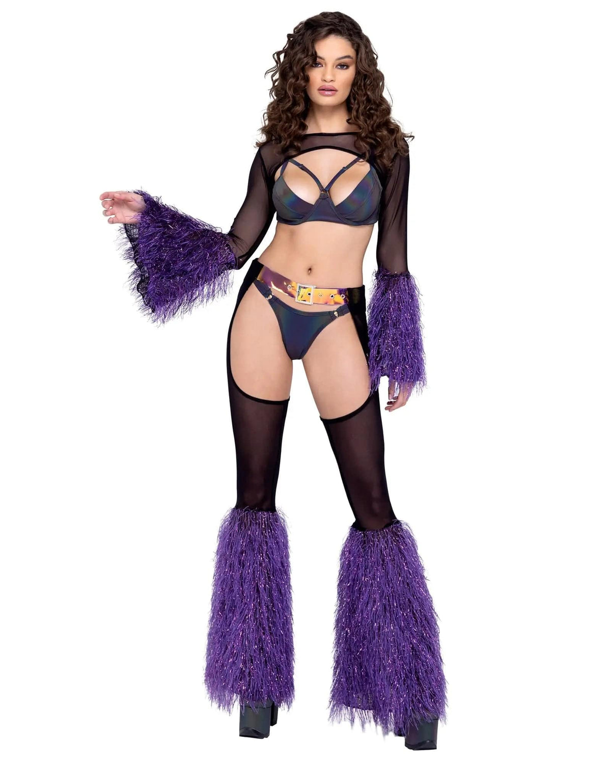 6248 - Sheer Chaps with Faux Fur Bell & Belt Eye Candy Sensation