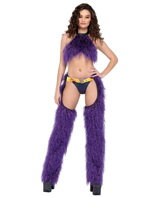 6251 - Faux-Fur Cropped Halter Neck Top Eye Candy Sensation