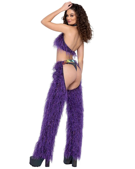 6251 - Faux-Fur Cropped Halter Neck Top Eye Candy Sensation