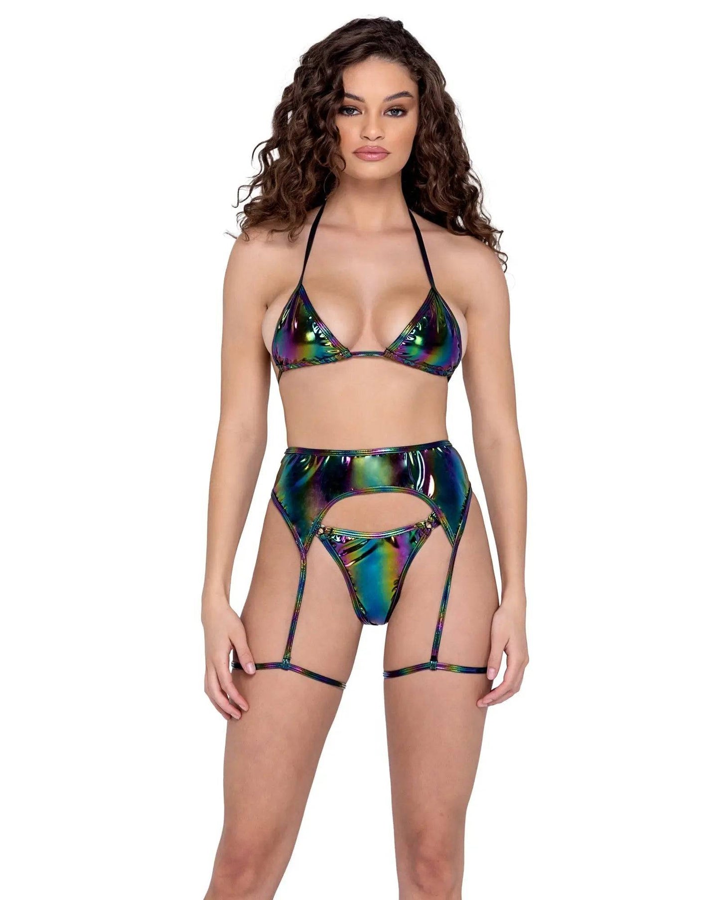 6278 - Vinyl Garter Belt with Attached Leg Strap Eye Candy Sensation