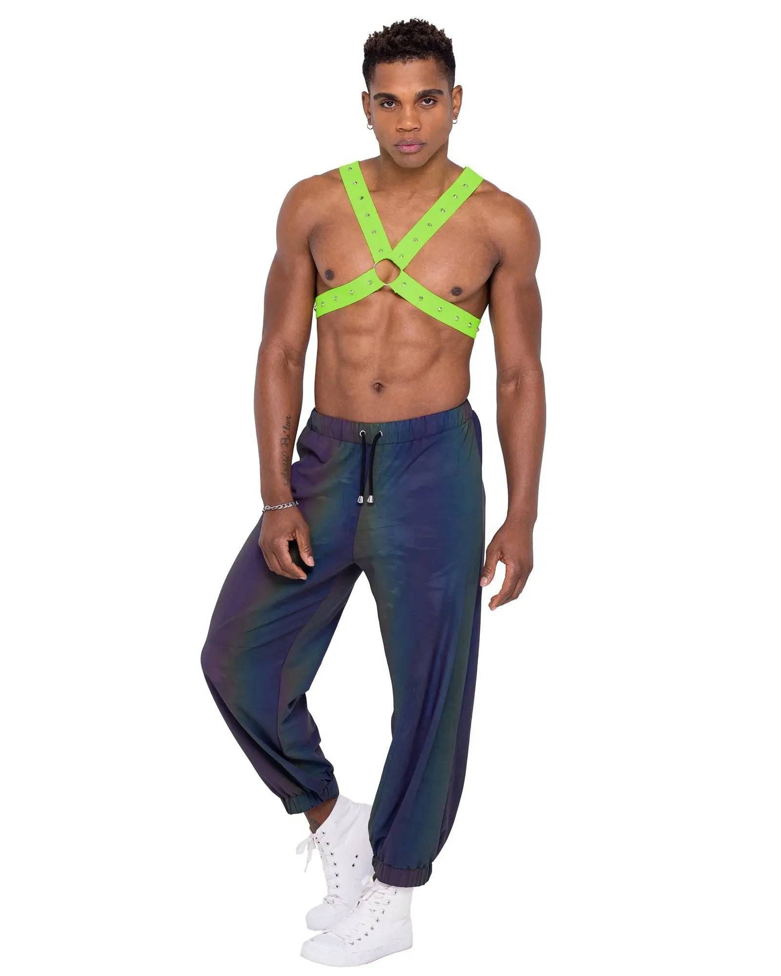 6326 - Mens Neon Green Glow In the Dark Harness Eye Candy Sensation