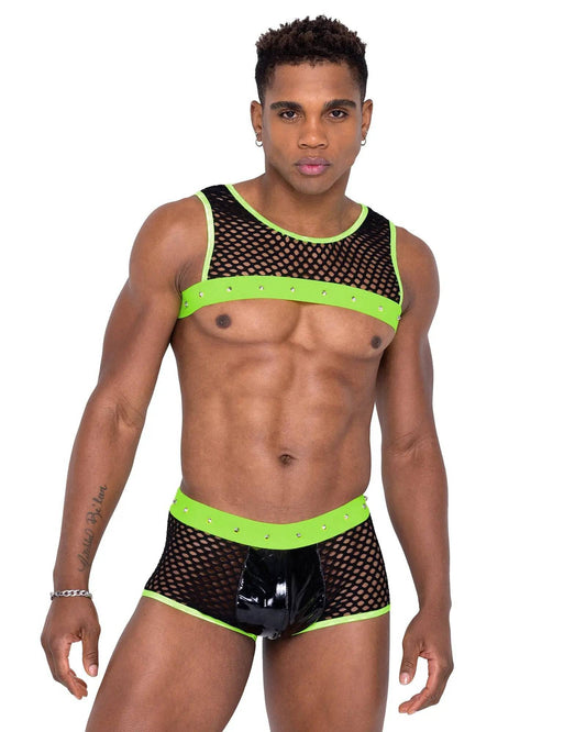 6332 - Mens Fishnet & Vinyl Trunks Eye Candy Sensation