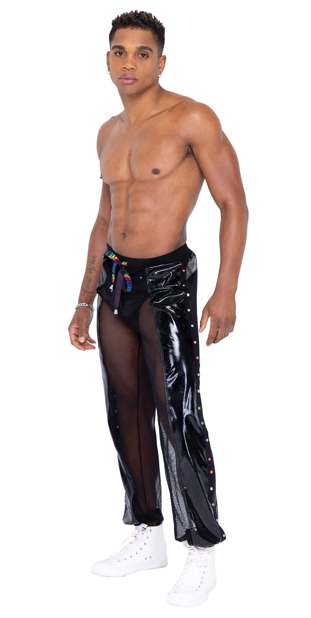 6335 - Mens Pride Vinyl Mesh & Mesh Joggers Eye Candy Sensation