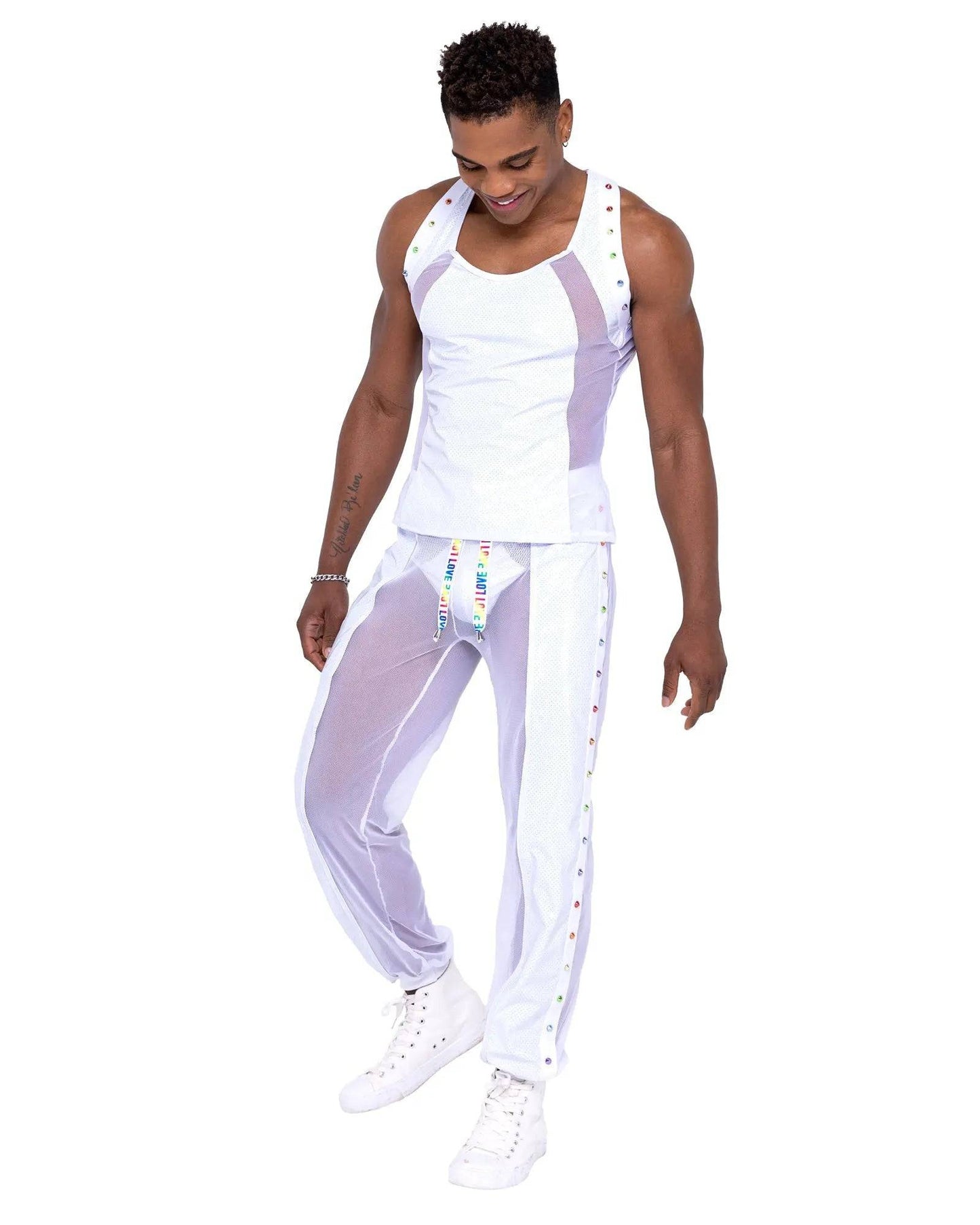 6335 - Mens Pride Vinyl Mesh & Mesh Joggers Eye Candy Sensation