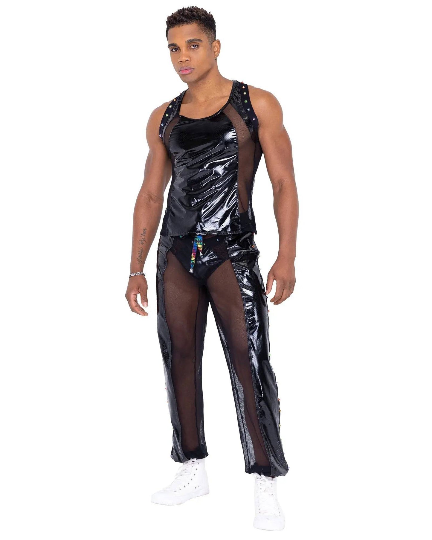 6335 - Mens Pride Vinyl Mesh & Mesh Joggers Eye Candy Sensation