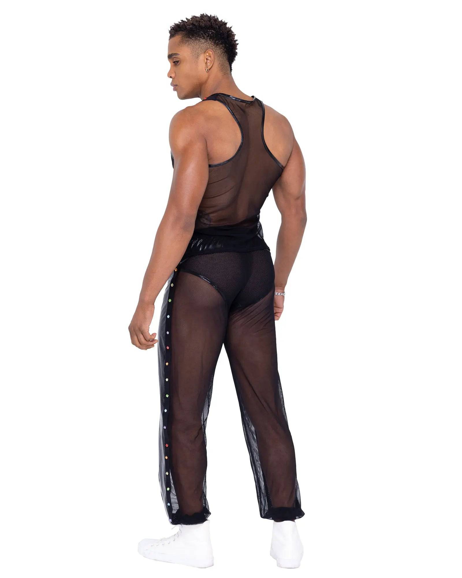 6335 - Mens Pride Vinyl Mesh & Mesh Joggers Eye Candy Sensation