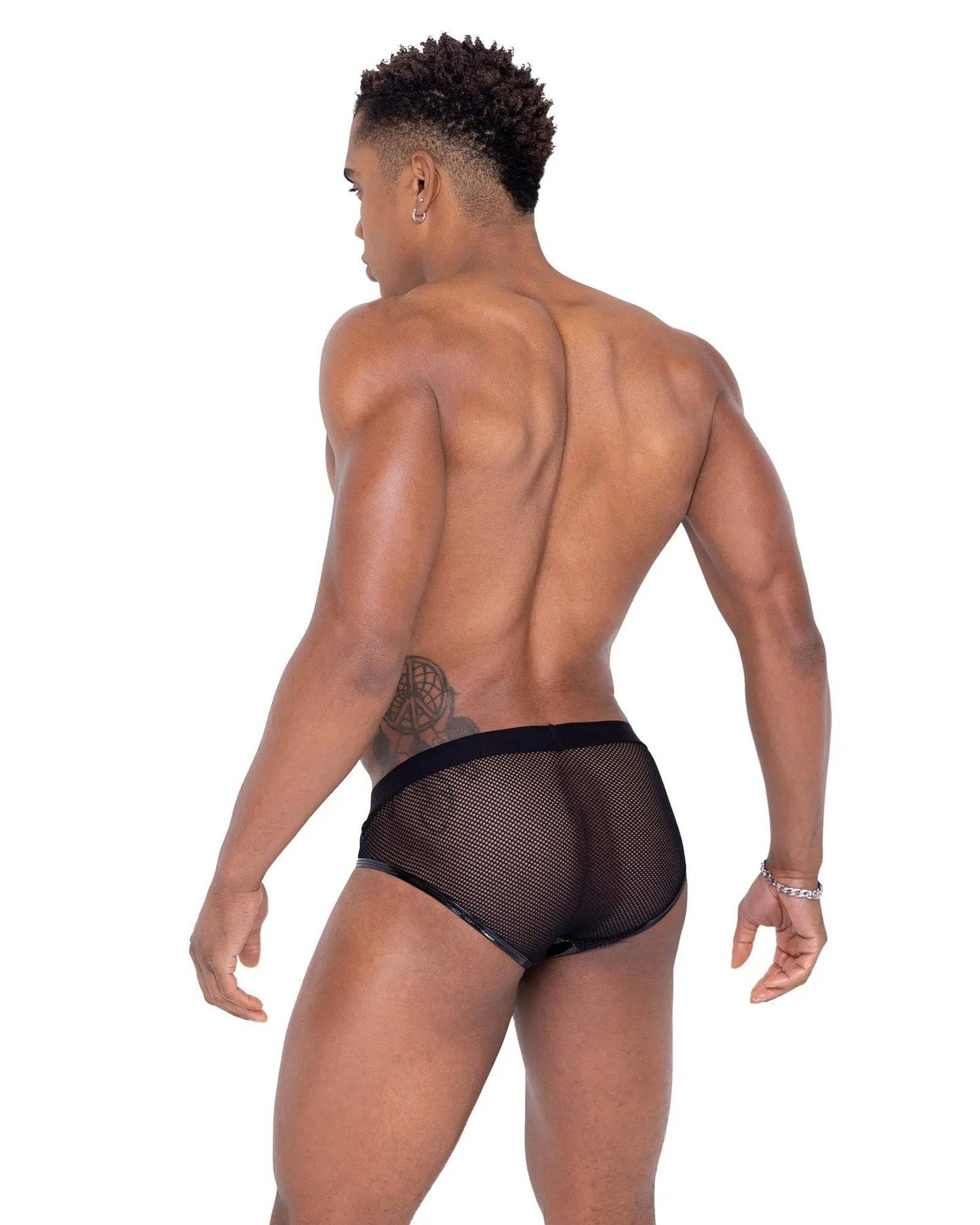 6336 - Mens Pride Fishnet & Vinyl Briefs Eye Candy Sensation