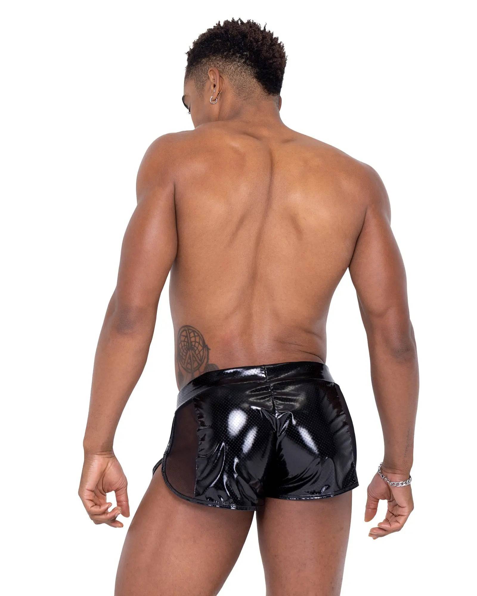 6338 - Mens Pride Mesh Vinyl Runner Shorts Eye Candy Sensation