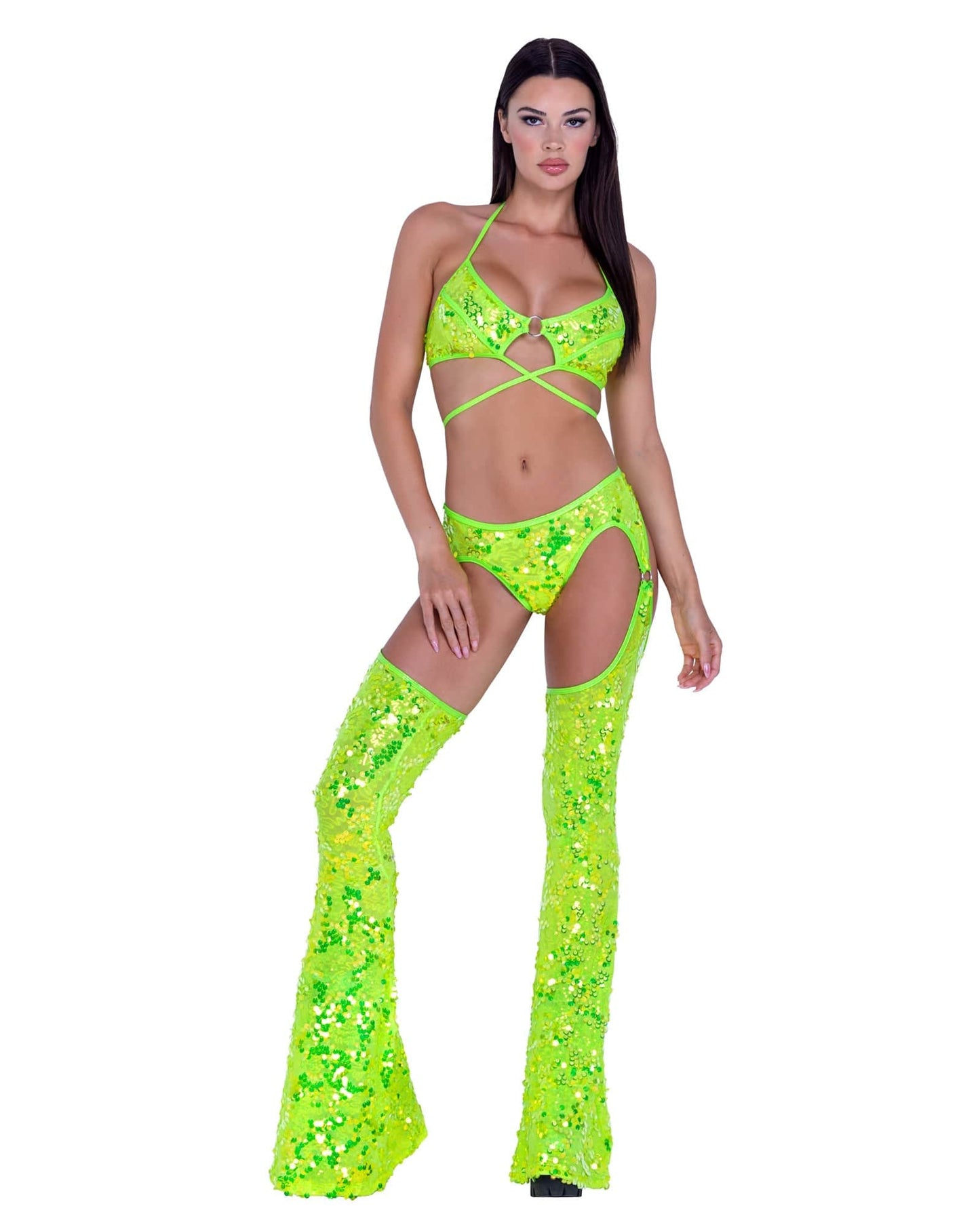 6411 - Sequin Criss Cross Top with Ring Hardware Roma Costume, Inc.