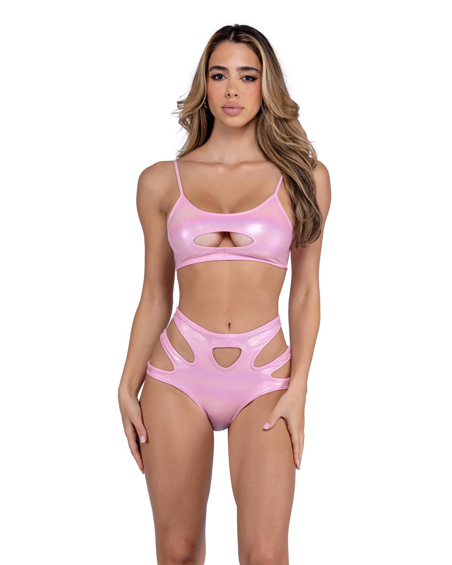 6449 - Metallic Iridescent Keyhole High-Waisted Shorts Roma Costume, Inc.