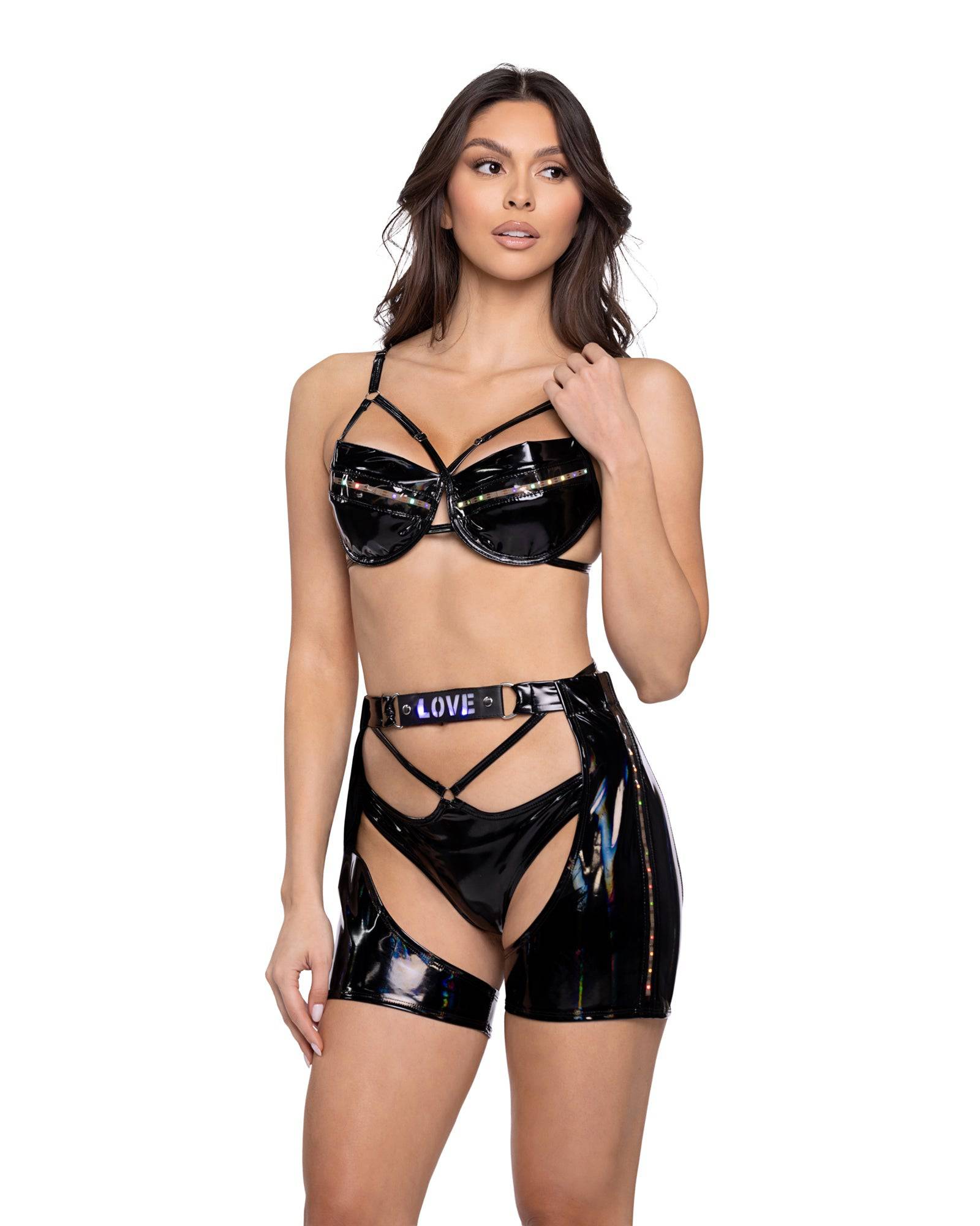 6503 - 2PC Pride Light-Up Vinyl Bra Set Roma Costume, Inc.