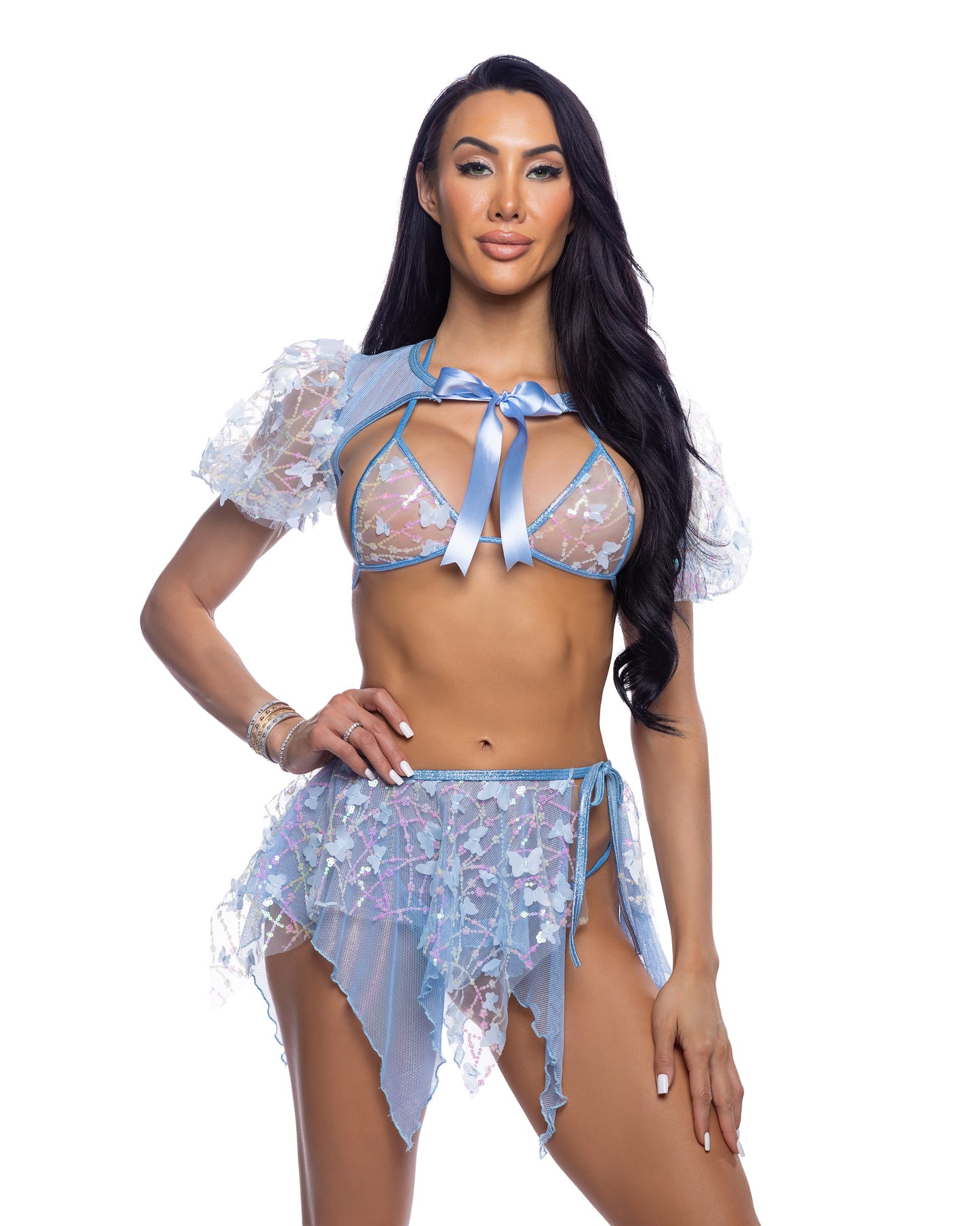 6714 - Butterfly & Sequin Puff Sleeve Shrug - Eye Candy Sensation Apparel & Accessories