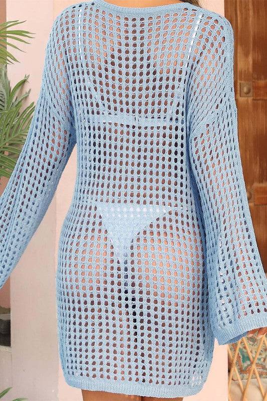 Crochet Side Split Beach Coverups Swimwear Dress - Eye Candy Sensation