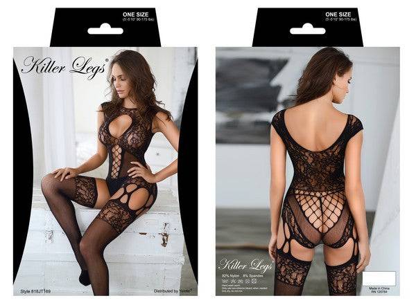 Criss Cross Detail Fishnet Dress with Thong Yelete