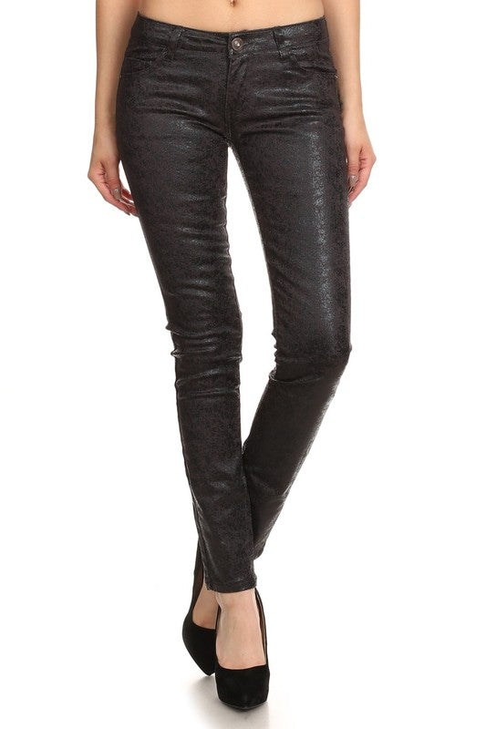 Low Rise Metallic Print Skinny jeans Pants - Eye Candy Sensation Apparel & Accessories