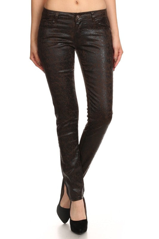 Low Rise Metallic Print Skinny jeans Pants - Eye Candy Sensation Apparel & Accessories