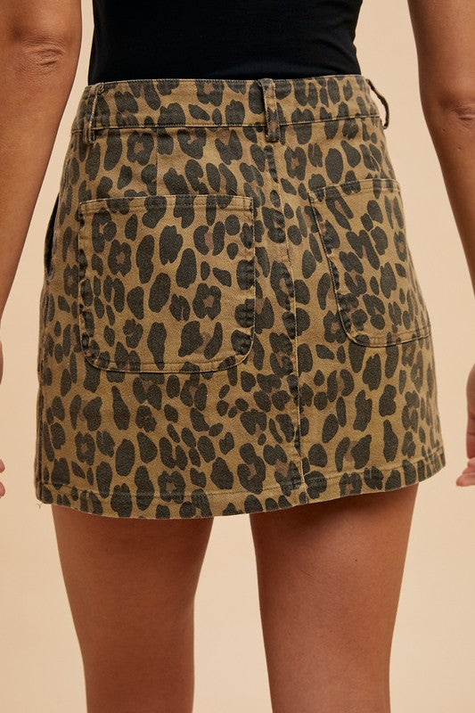 Annie Wear Leopard Denim Mini Skirt - Eye Candy Sensation Apparel & Accessories