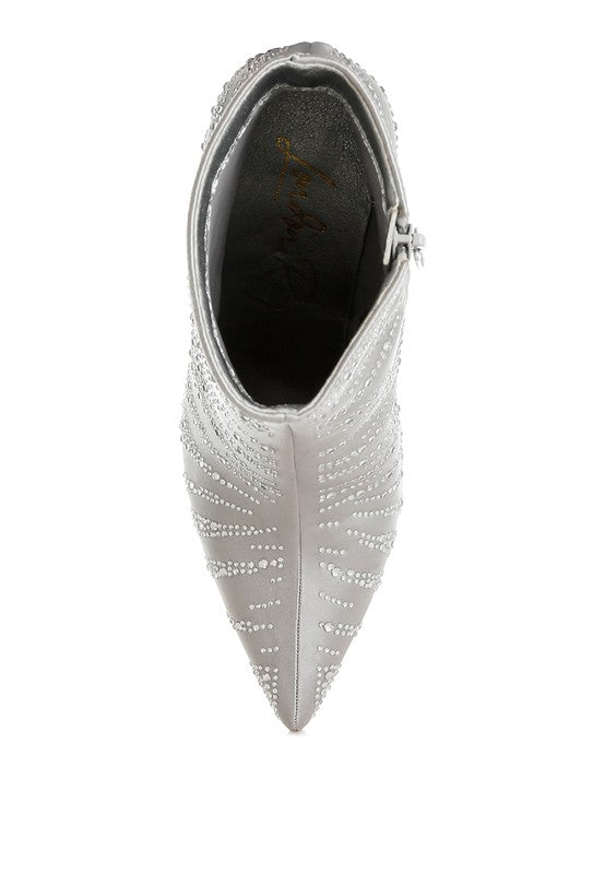 Toget Satin Rhinestone Ankle Party Boots - Eye Candy Sensation Apparel & Accessories -product type