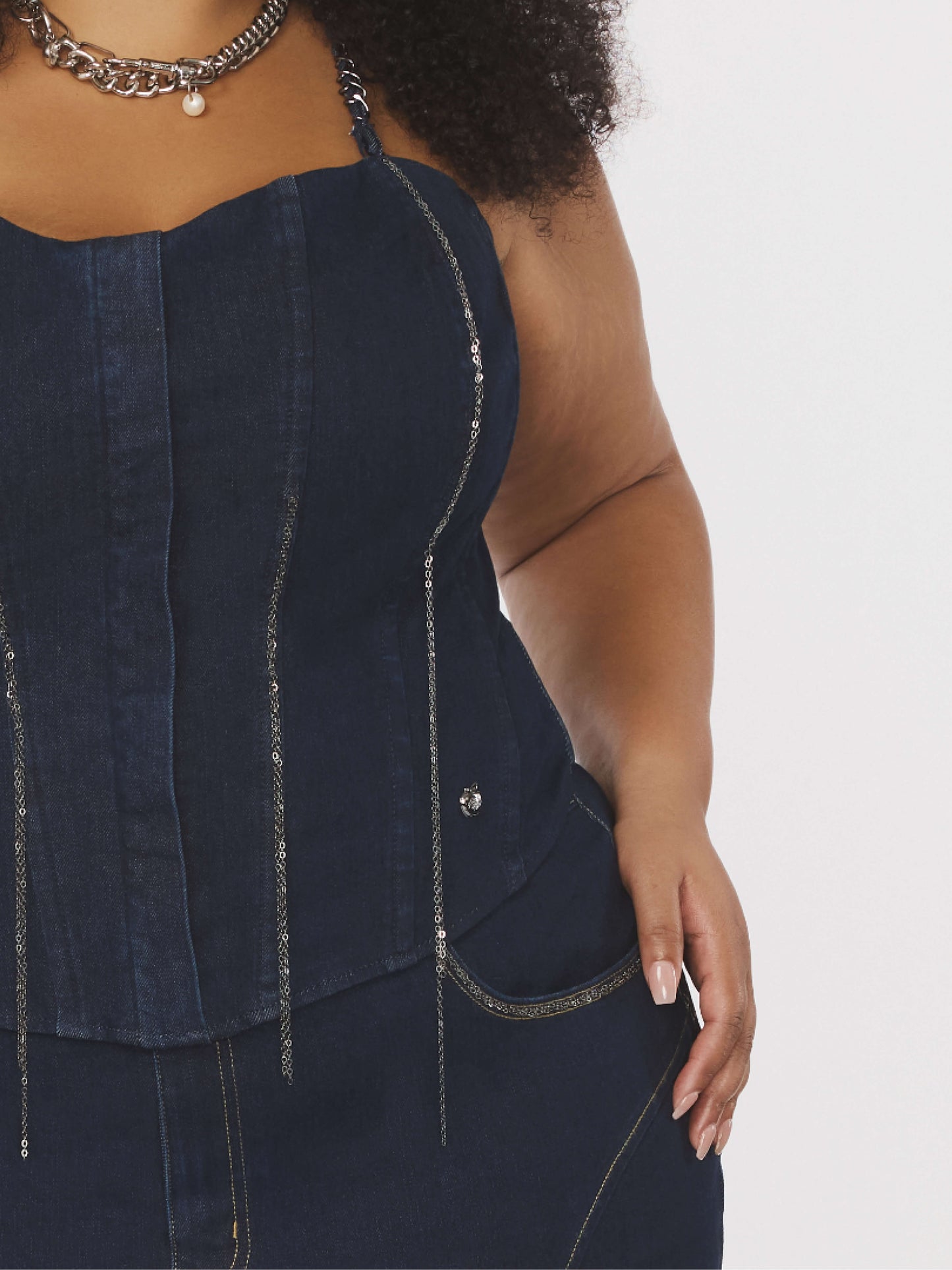 Denim Chain Link Corset