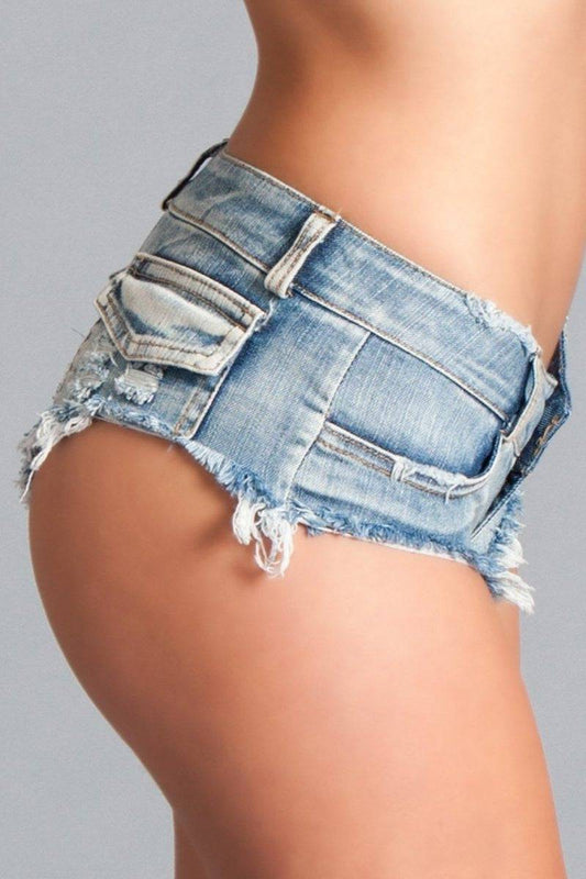 BWJ3BL Baby Got Back Booty Shorts - Light Wash Eye Candy Sensation