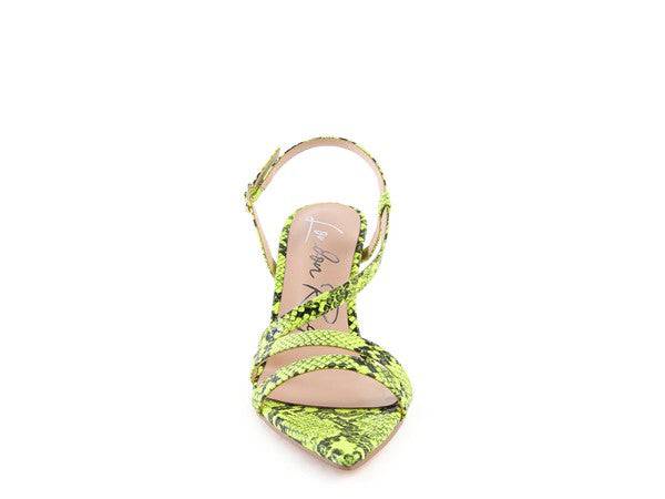 CHERRY TART Snake Print Spool Heel Sandals Eye Candy Sensation