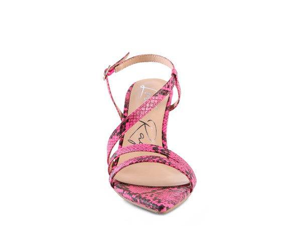 CHERRY TART Snake Print Spool Heel Sandals Eye Candy Sensation