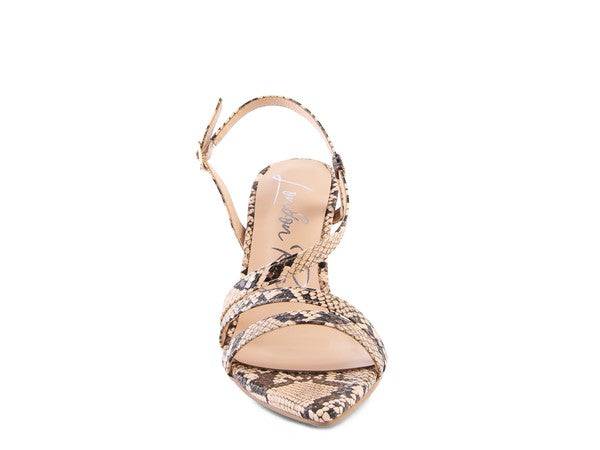 CHERRY TART Snake Print Spool Heel Sandals Eye Candy Sensation
