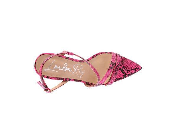 CHERRY TART Snake Print Spool Heel Sandals Eye Candy Sensation