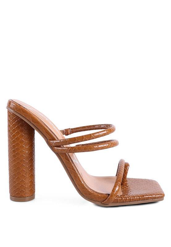 DANDELION HIGH BLOCK HEELED CROC SANDALS Eye Candy Sensation
