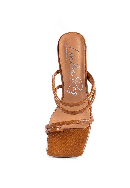 DANDELION HIGH BLOCK HEELED CROC SANDALS Eye Candy Sensation