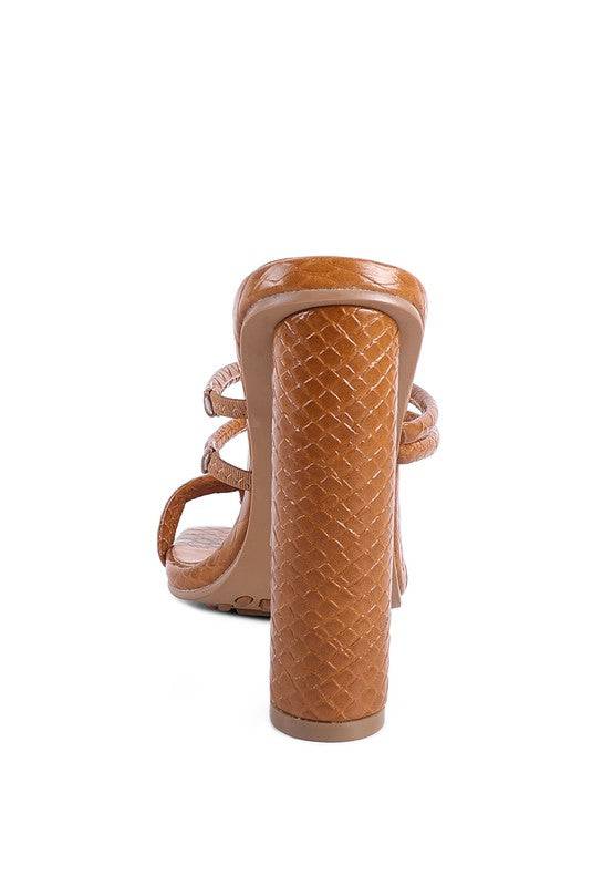 DANDELION HIGH BLOCK HEELED CROC SANDALS Eye Candy Sensation