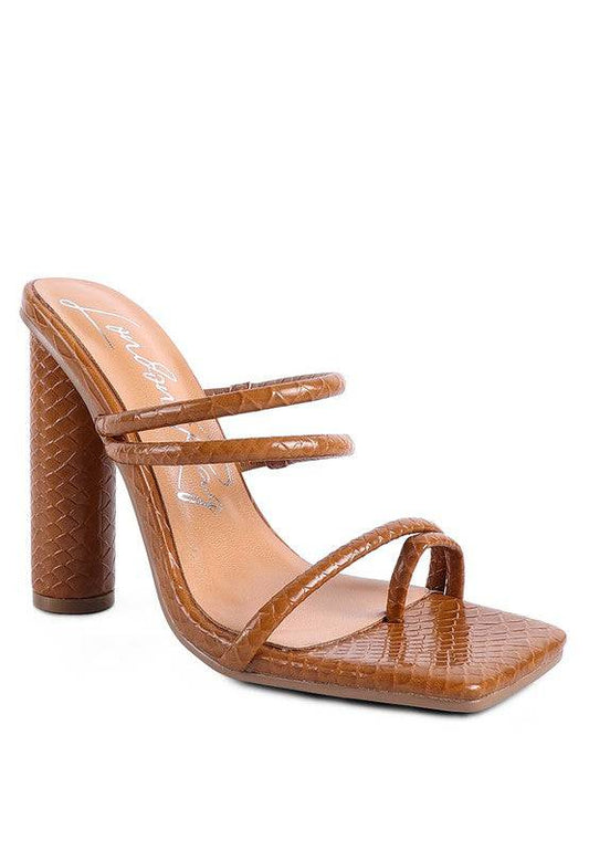 DANDELION HIGH BLOCK HEELED CROC SANDALS Eye Candy Sensation