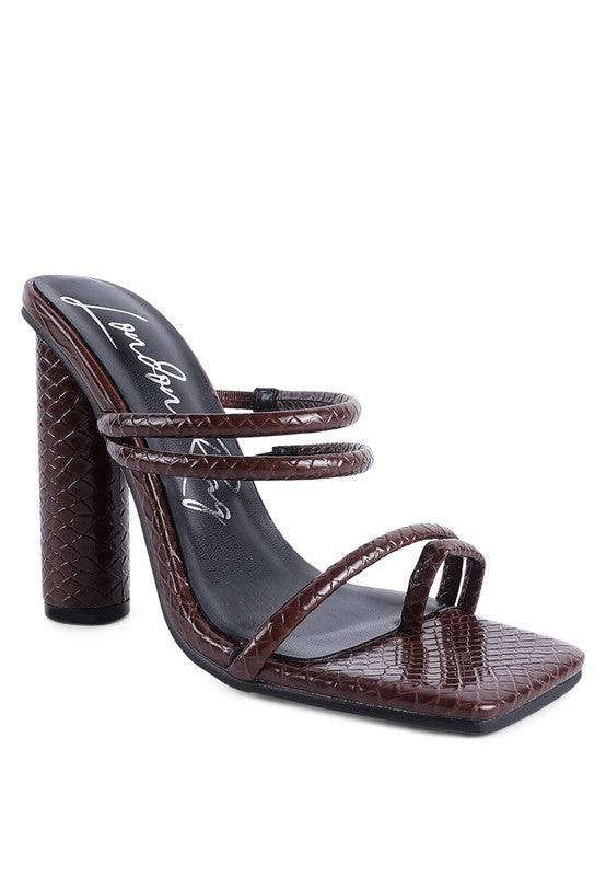DANDELION HIGH BLOCK HEELED CROC SANDALS Eye Candy Sensation