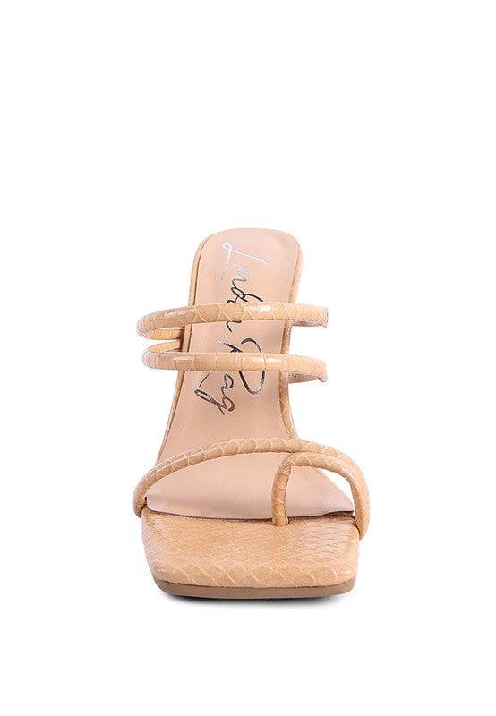 DANDELION HIGH BLOCK HEELED CROC SANDALS Eye Candy Sensation