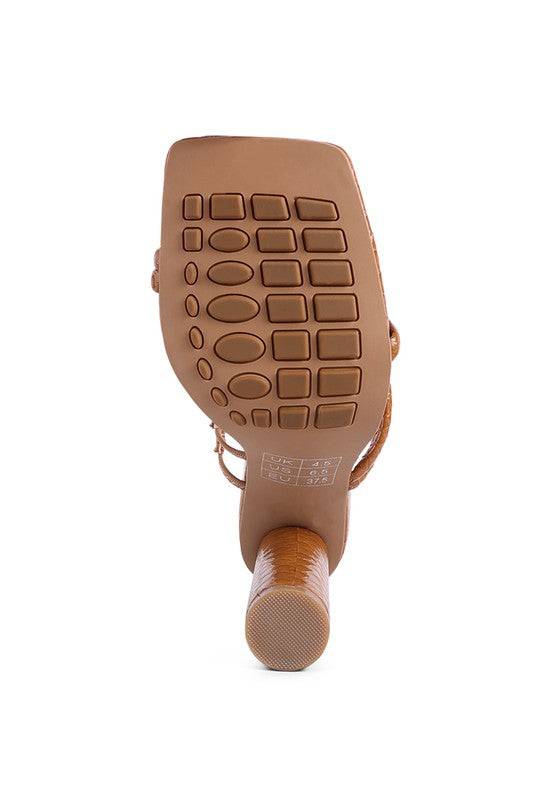 DANDELION HIGH BLOCK HEELED CROC SANDALS Eye Candy Sensation