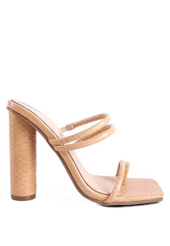 DANDELION HIGH BLOCK HEELED CROC SANDALS Eye Candy Sensation