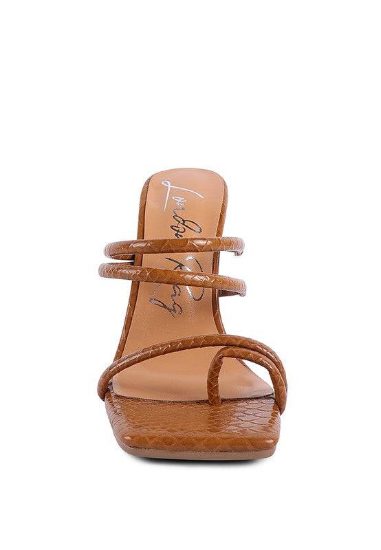 DANDELION HIGH BLOCK HEELED CROC SANDALS Eye Candy Sensation