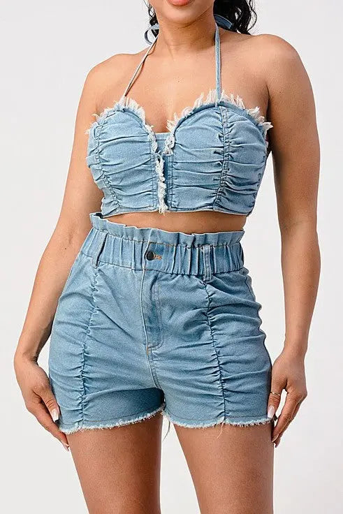 DENIM 2PC SHORT SET Athina