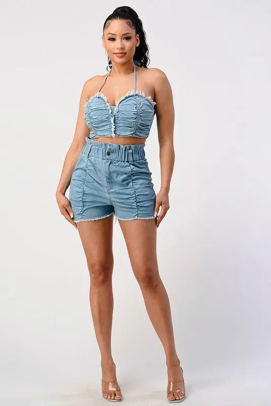 DENIM 2PC SHORT SET Athina