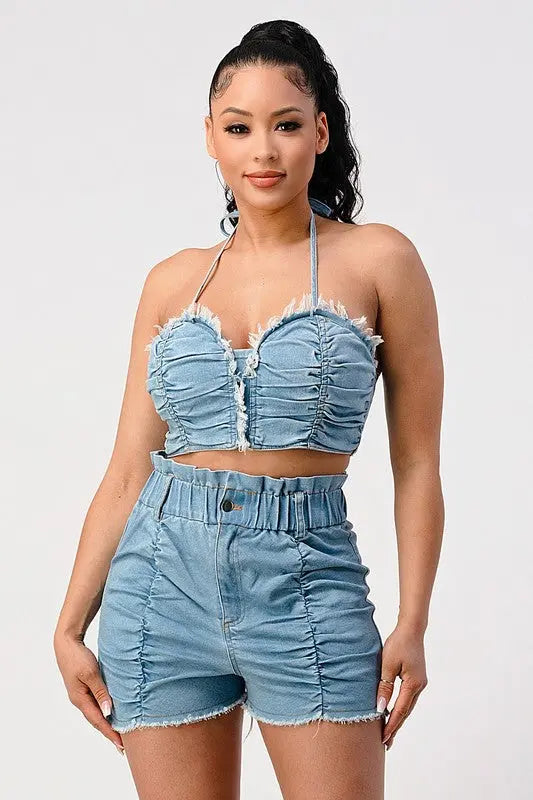 DENIM 2PC SHORT SET Athina