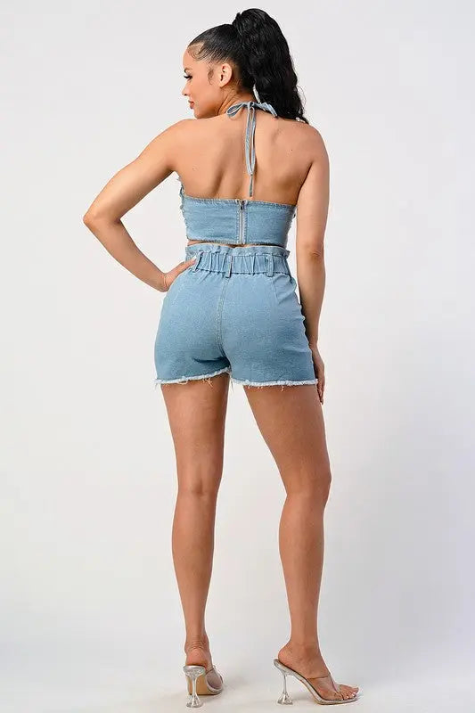 DENIM 2PC SHORT SET Athina