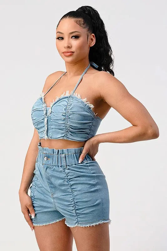 DENIM 2PC SHORT SET Athina