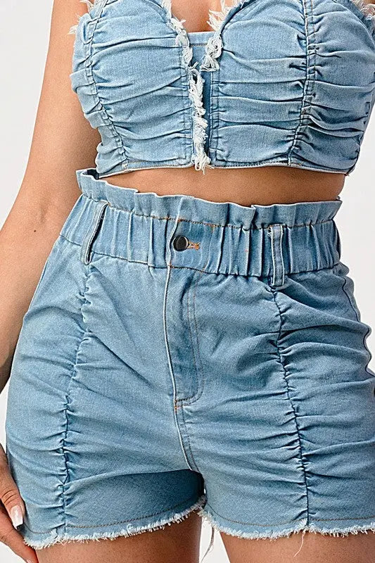 DENIM 2PC SHORT SET Athina
