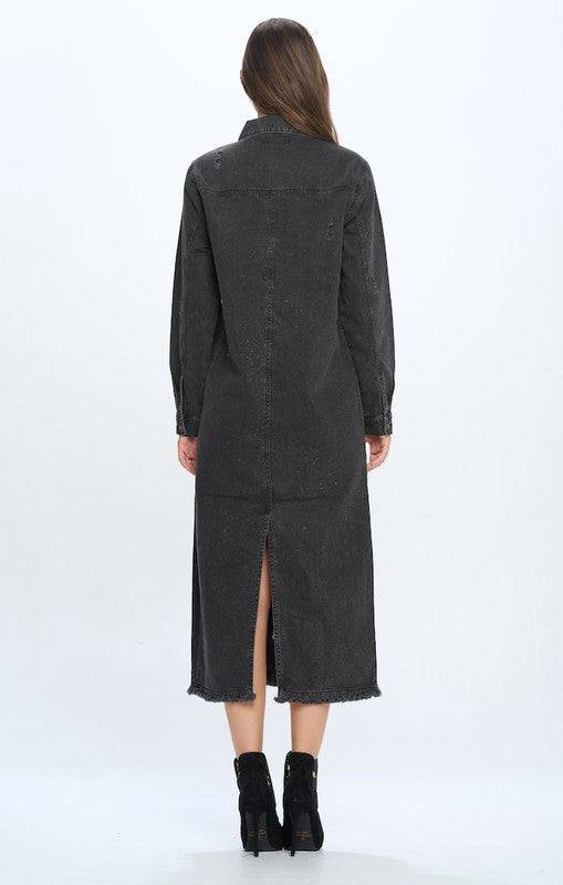 DENIM LONG JACKETS DISTRESSED WASHED Eye Candy Sensation