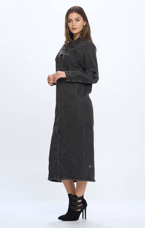 DENIM LONG JACKETS DISTRESSED WASHED Eye Candy Sensation