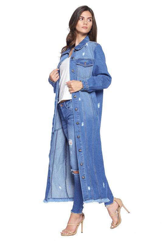 DENIM LONG JACKETS DISTRESSED WASHED Eye Candy Sensation