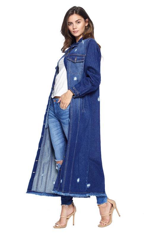 DENIM LONG JACKETS DISTRESSED WASHED Eye Candy Sensation