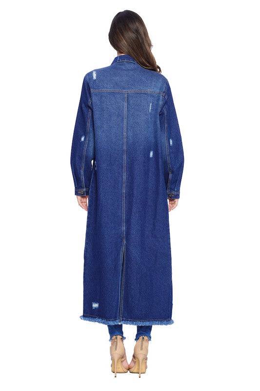 DENIM LONG JACKETS DISTRESSED WASHED Eye Candy Sensation