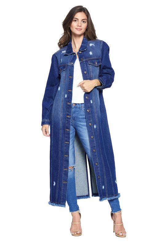 DENIM LONG JACKETS DISTRESSED WASHED Eye Candy Sensation